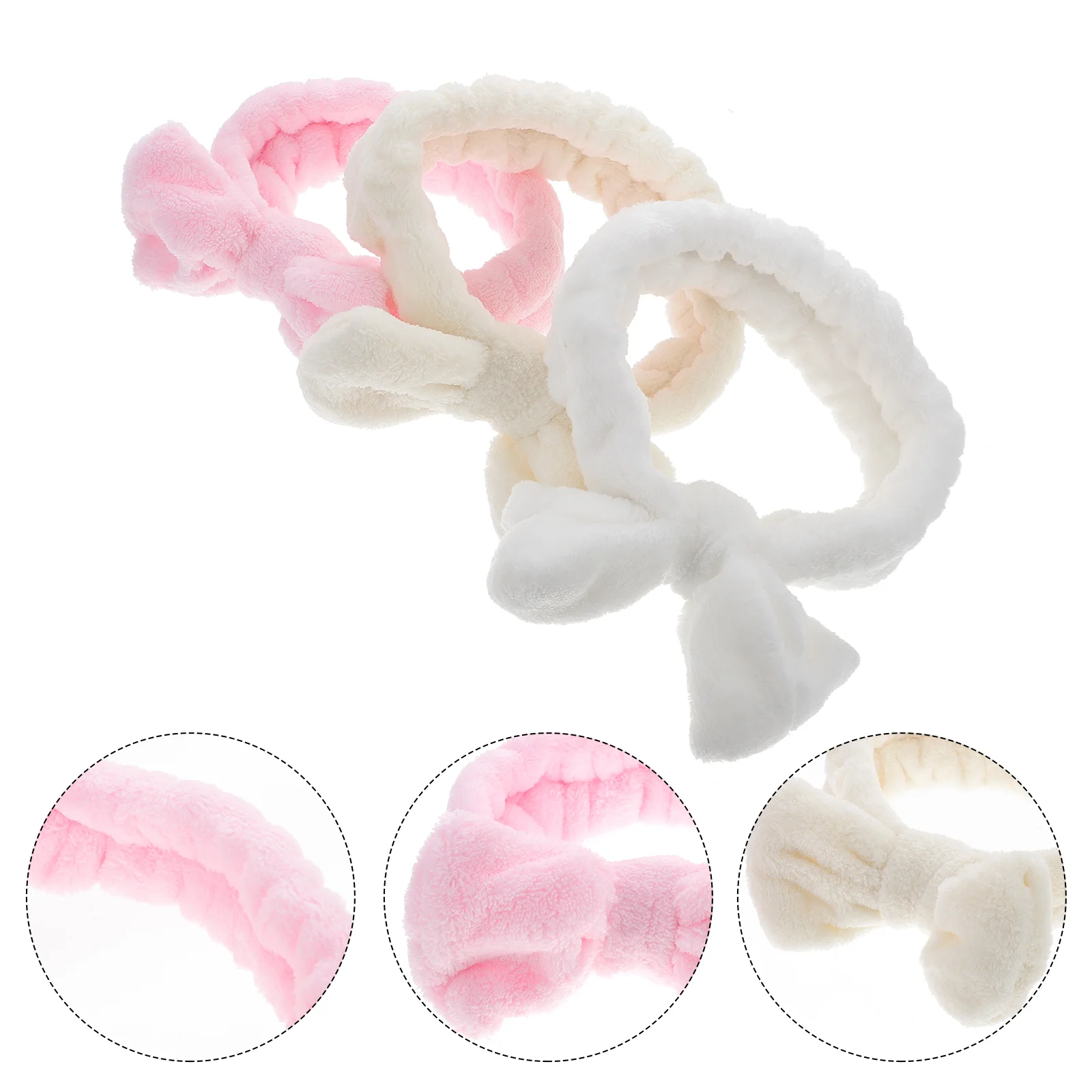 

3 Pcs Coral Fleece Headbands Adorable Bowknot Elastic Women Girls Face Washing Makeup Hairbands for Styling Hair Care