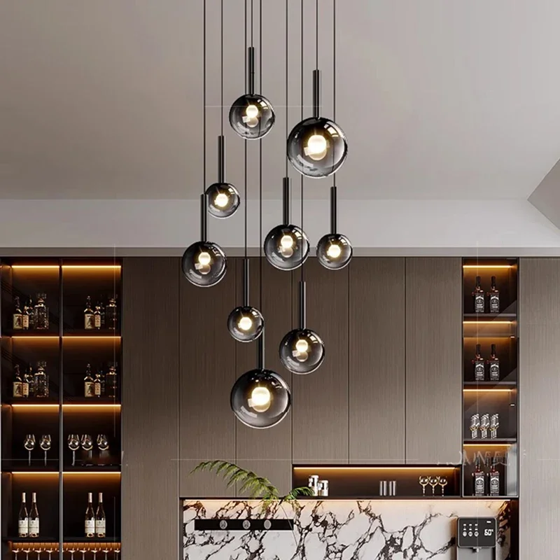 

Nordic Glass Ball Led Pendant Lights for Living Dining Room Kitchen Food Tables Bedroom Chandelier Home Decor Lusters Luminaires