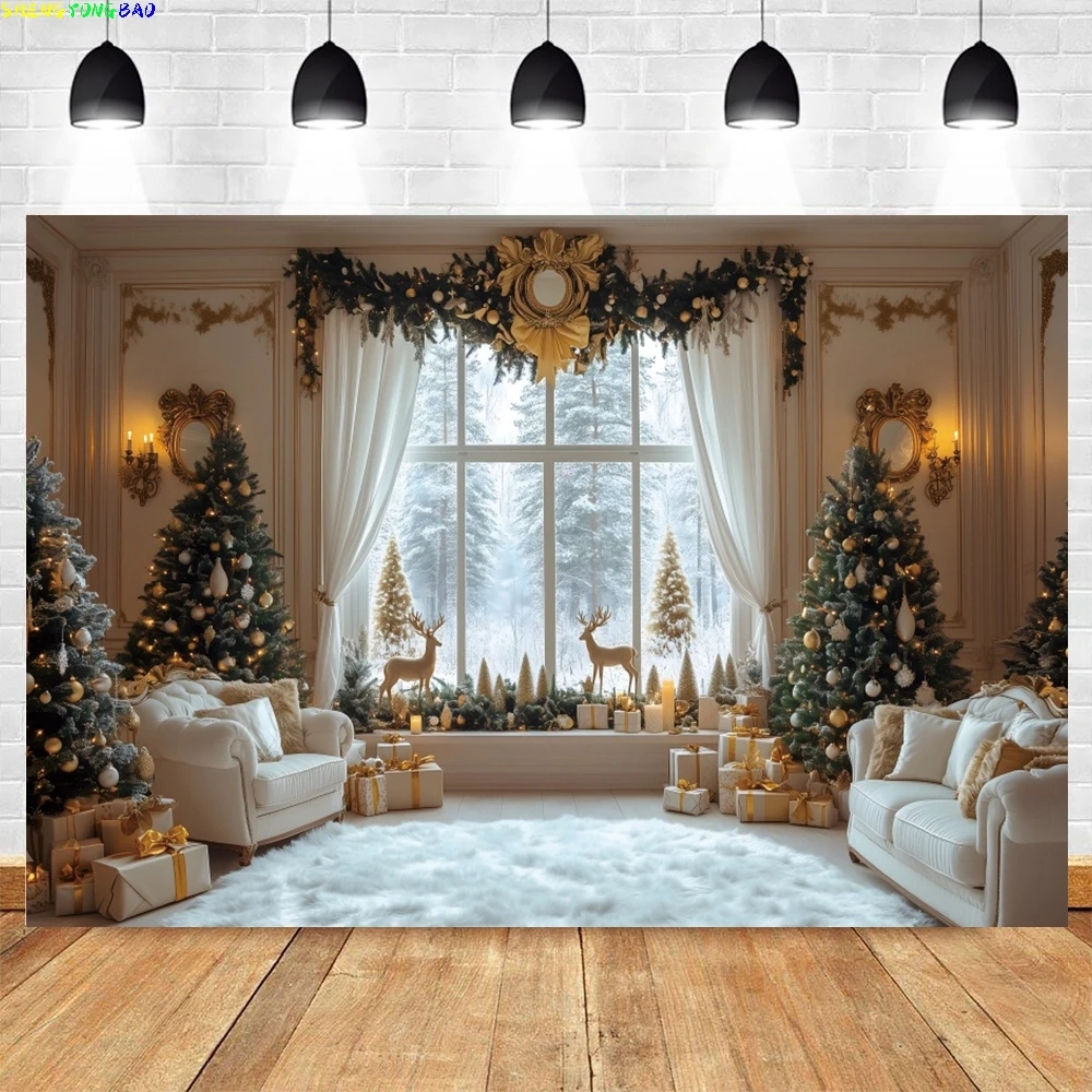 

Christmas Home Decoration Photo Backdrop Winter Snow Xmas Trees Shooting Props Birthday Photography Background Photobooth Props