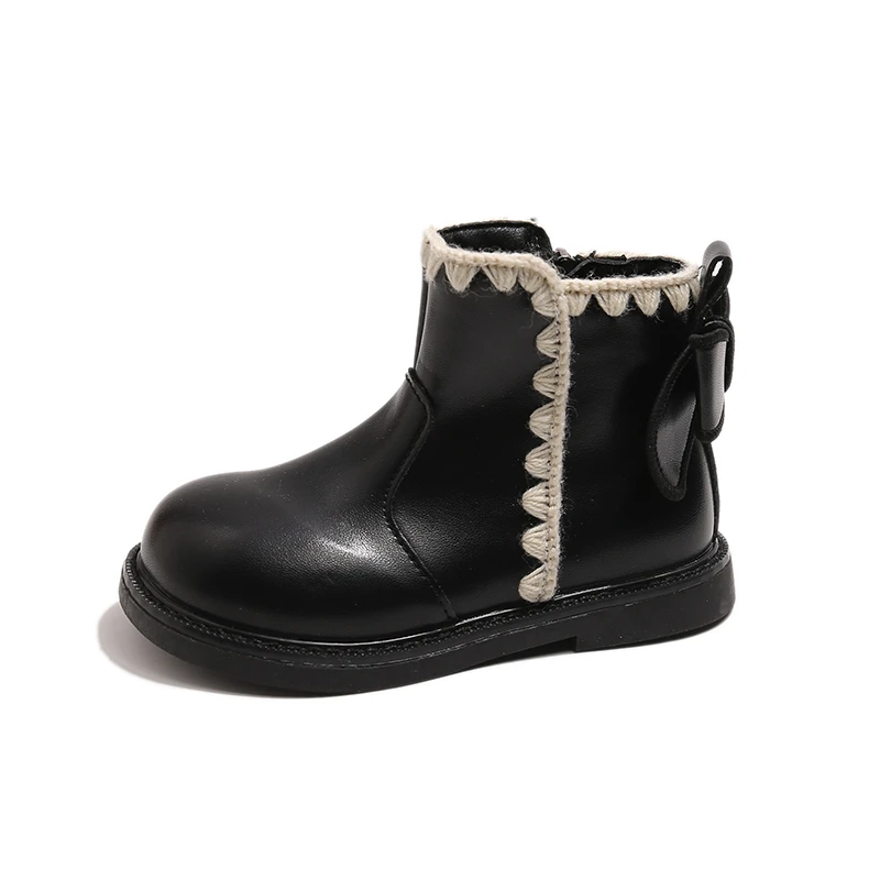 Fall/Winter NewStyle Retro Girls' Ankle Boots, Knitted Shell Edge Design Short Boots,Back Zipper Anti-Slip Versatile Short Boots