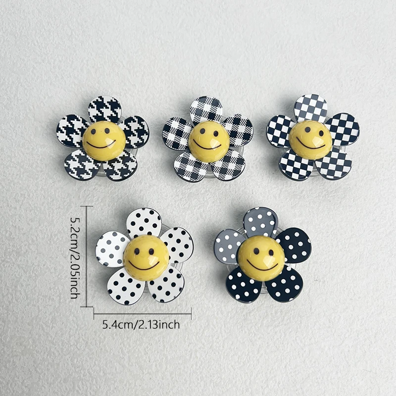 nuova griglia plover case telefoni cellulari Supporto per impugnatura stent pigri fiore sorridente impugnatura per telefoni desktop in stile bianco nero