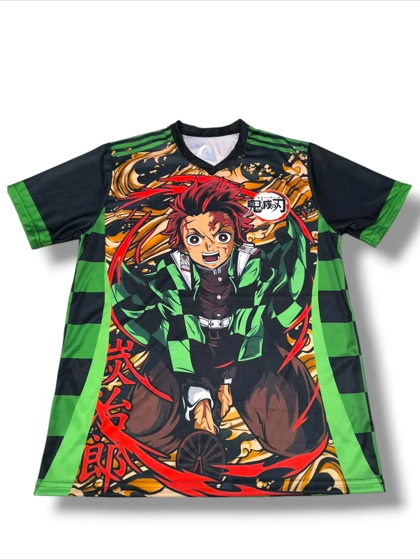 

New Football Jerseys Japanese Anime Bandai Demon Slayer Tanjiro Nezuko T-shirt Sporty Street Loose for Men and Children