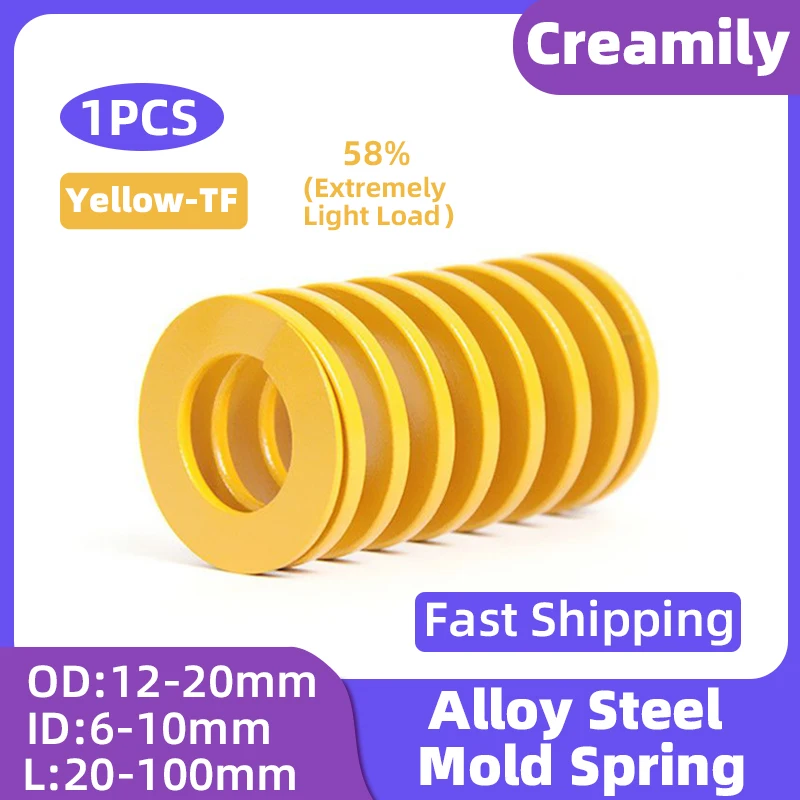 Creamily 1PCS Die Spring TF Compression Alloy Steel Mold Spring Light Load Spiral Stamping Springs OD12-20mm ID6-10mm L20-100mm