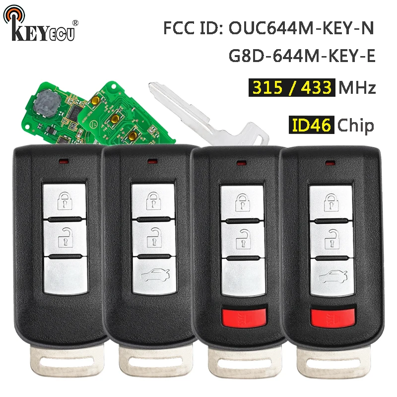 

KEYECU 315 МГц/433 МГц ID46 PCF7952 чип OUC644M-KEY-N Samrt дистанционный брелок для Mitsubishi Lancer Outlander ASX Mirage 2008-2018