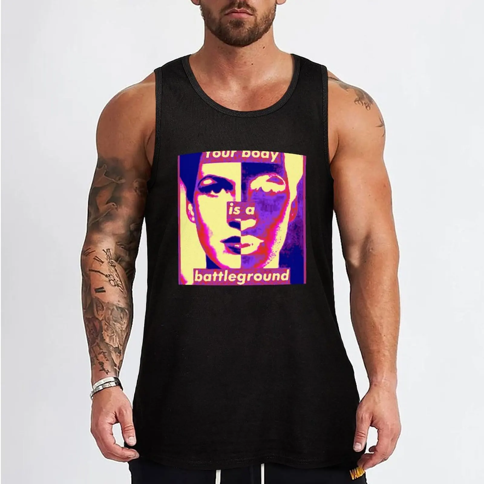 Your Body Is A Battleground Pop Art Rendering Tank Top Men's clothes singlets for men mens gym clothes