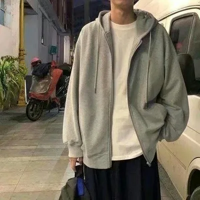 هودي رجالي سميك من الصوف، سترة فضفاضة غير رسمية، معطف دافئ، كارديجان للخريف والشتاء، ملابس خارجية مريحة بأسلوب الشارع