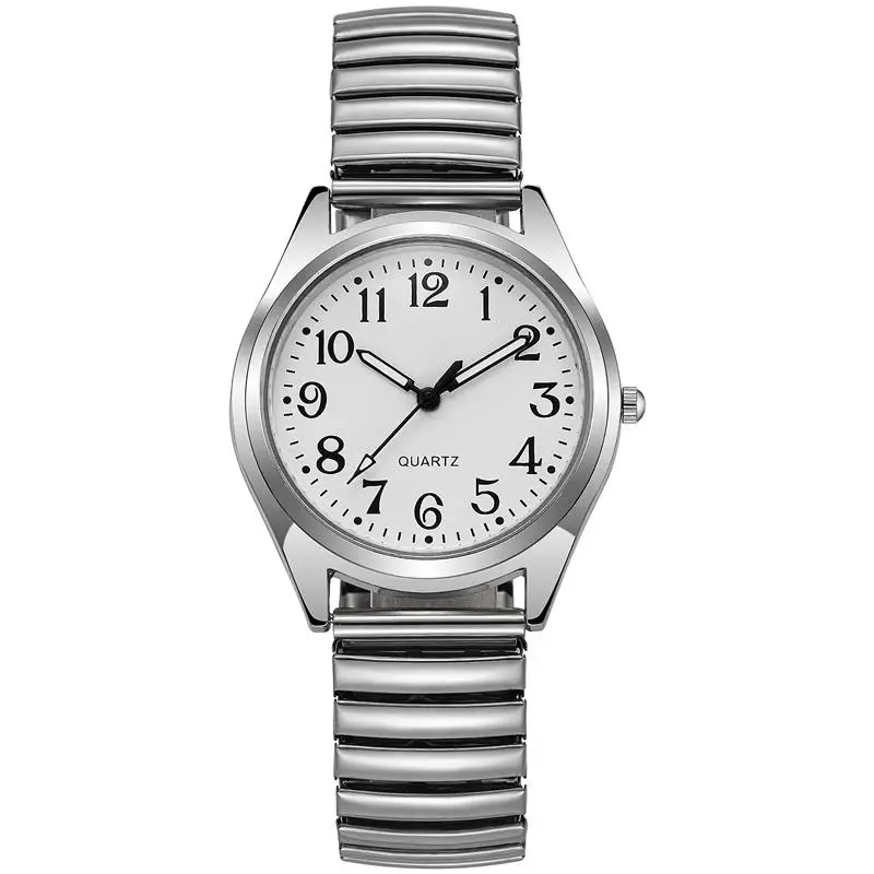 Classic style elastic spring strap watch with large digital quartz watch for men and women, Father Mother's day gift watch