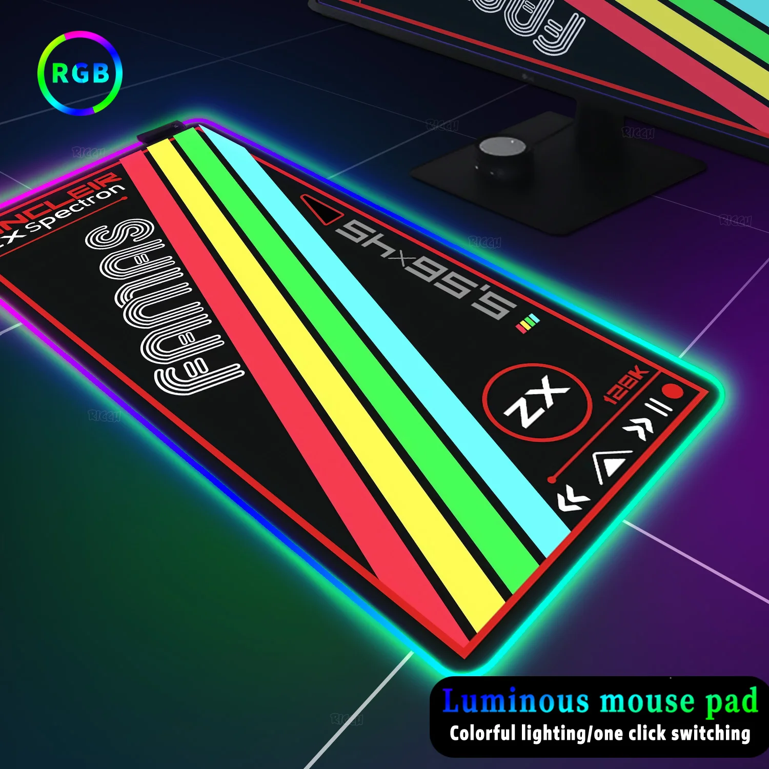 Imagem -03 - Grande Rgb Impresso Gaming Mousepad Company Long Desk Mats Company Mousepad Company Mousepad Tapete de Borracha Rgb Branco Preto Xxl