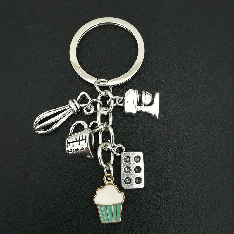 New Dessert Keychain Baking Key Ring Cake Egg Beater Blender Measuring Cup Moulds Key Chain For Dessert Chef Gifts Jewelry