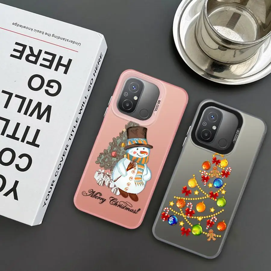 Capa de telefone colorida árvore de Natal para Xiaomi Poco C51 X3 NFC X3 Pro C61 C50 Shell