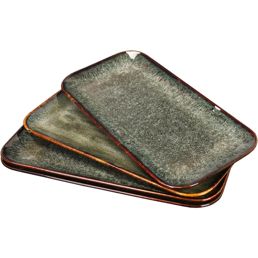 

Ceramic Serving Dinner Plate Set 4Piece for Main Meals Tacos Lunches Snack Platters Microwave and Dishwasher Safe Scratch Resis