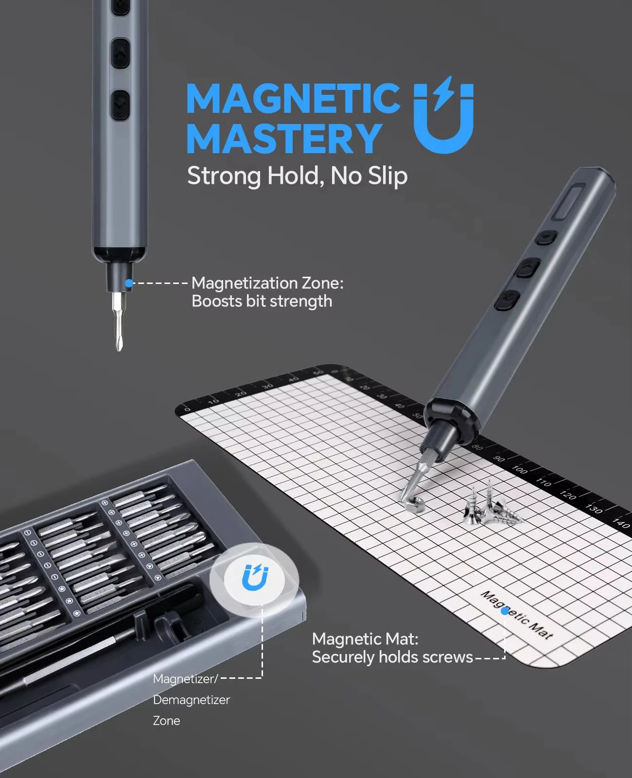 Imagem -02 - Chave de Fenda Elétrica Grupo Precision Power Tool Display Led Torque Settings 64 Magnetic Torx Hex Phillips Bits 70 em 1