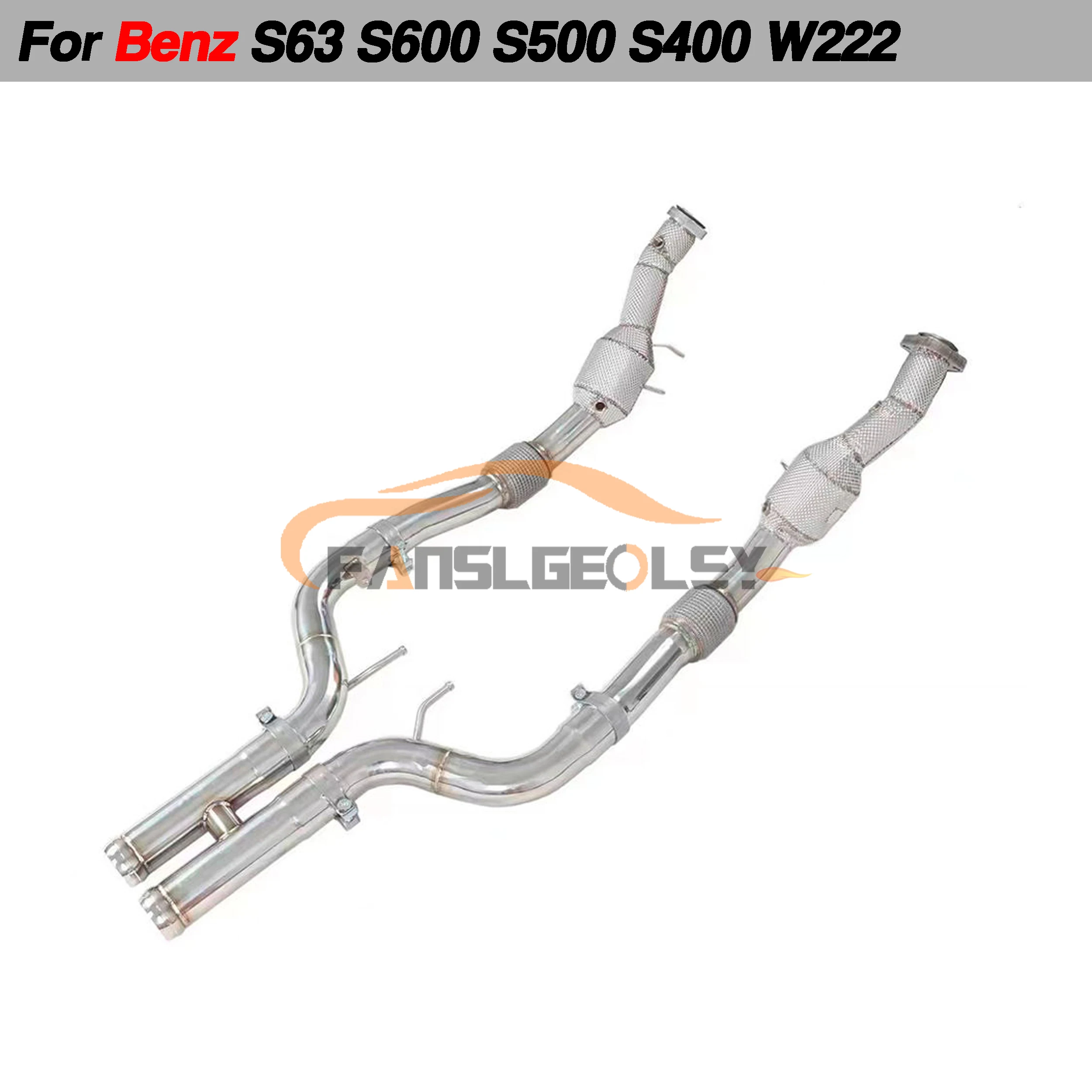 For Mercedes Benz W222 S63 S600 S550 S500 S450 S400 3.0T Steel Downpipe Performance Exhaust System catalytic converter headers