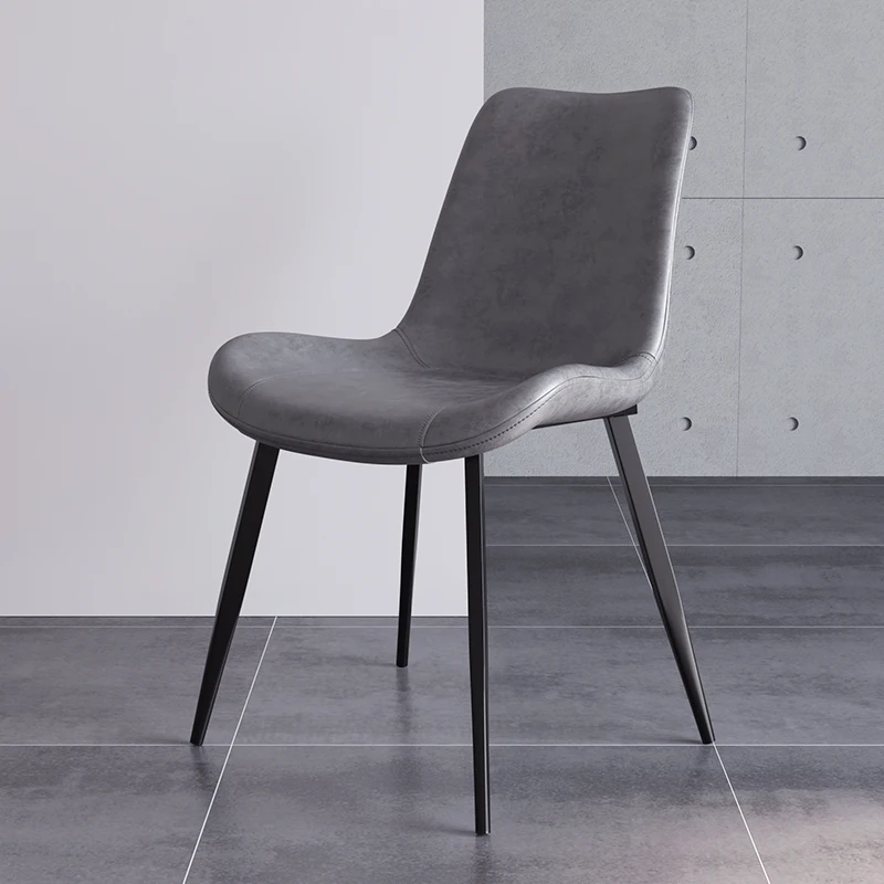 ‌Scandinavian Light Luxury Dining Chair with Leather Backrest & Ergonomic Design for Home Office Study Room Modern Minimalist