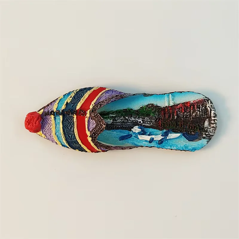 Turquía, Mar Egeo, Marmaris, zapatos clásicos, estereoscópico 3D, recuerdos de turismo, pintura de resina, decoración del hogar, imán para refrigerador