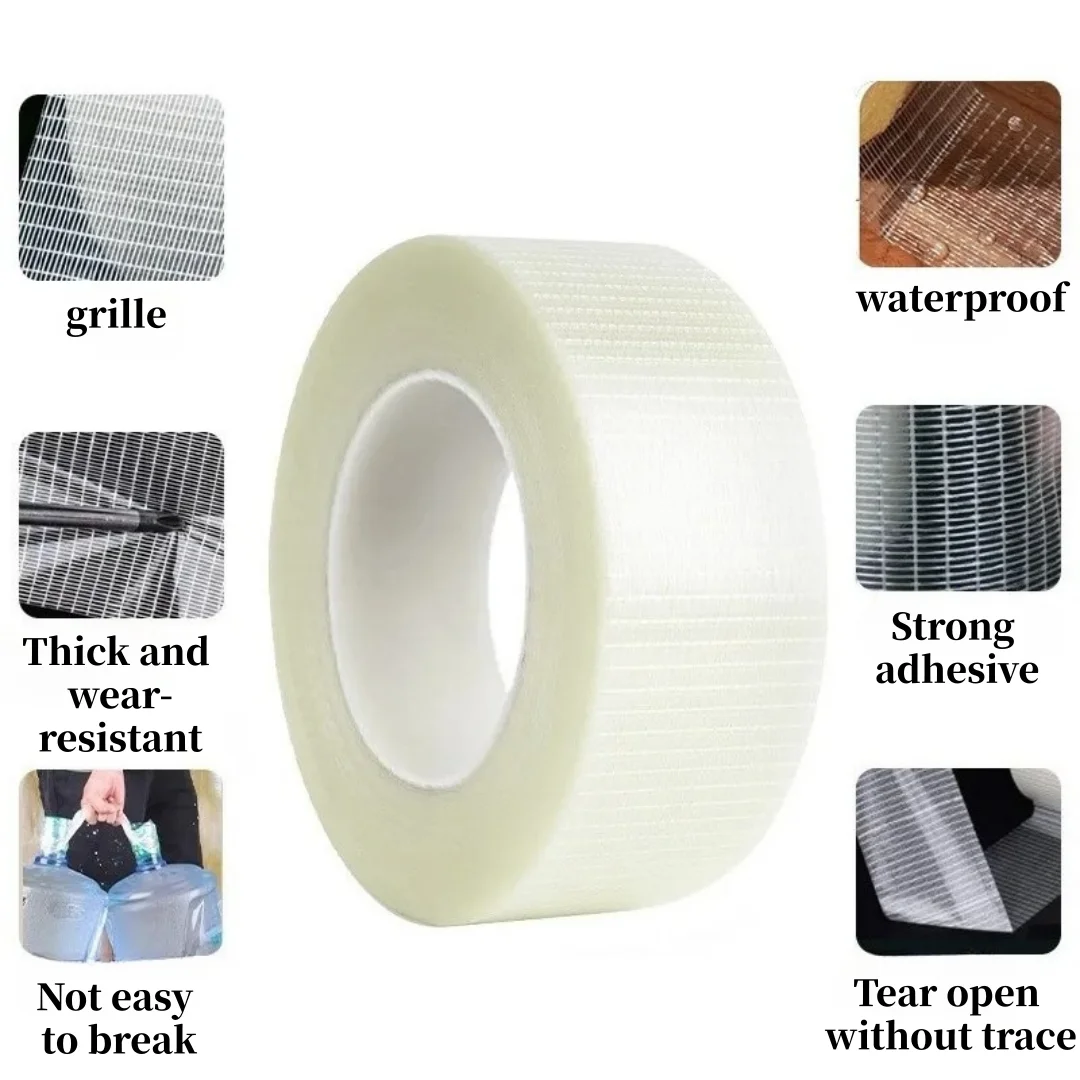 Mesh fiber tape, heavy-duty fiberglass reinforced packaging tape, used for movement and transportation, 2 pieces, 82 feet