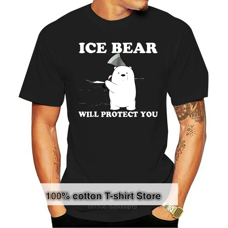 

NEU Ice Bear Will Protect You Cute Funny Black T-Shirt S-3XL