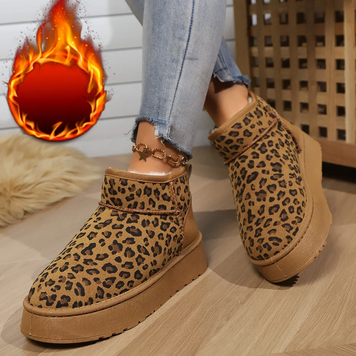 Scarpe da donna con stampa leopardata 2024 inverno nuovi comodi stivali da neve da donna caldi antiscivolo stivali corti in peluche alla moda