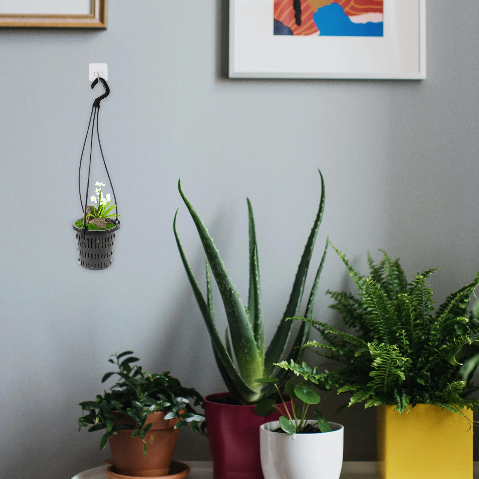 

Thick Breathable Root Control Orchid Hanging Pot Black Mesh Planter 4 Size Hook Plants Decor Nursery Wall