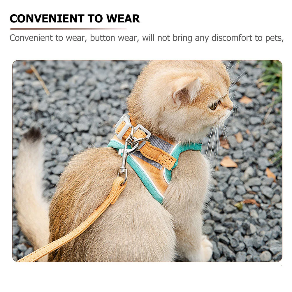 

1Set Cat Harness Adjustable Kitten Vest Leash Portable Walking Traction Rope Lightweight Pet Accessories Cat Walking Leash