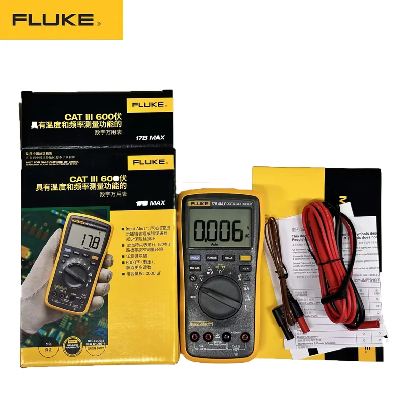 Fluke 15BMAX/17B MAX Digital Automatic Multimeter Digital AC/DC Digital Vlotage Auto Range Multimeter With Temperature