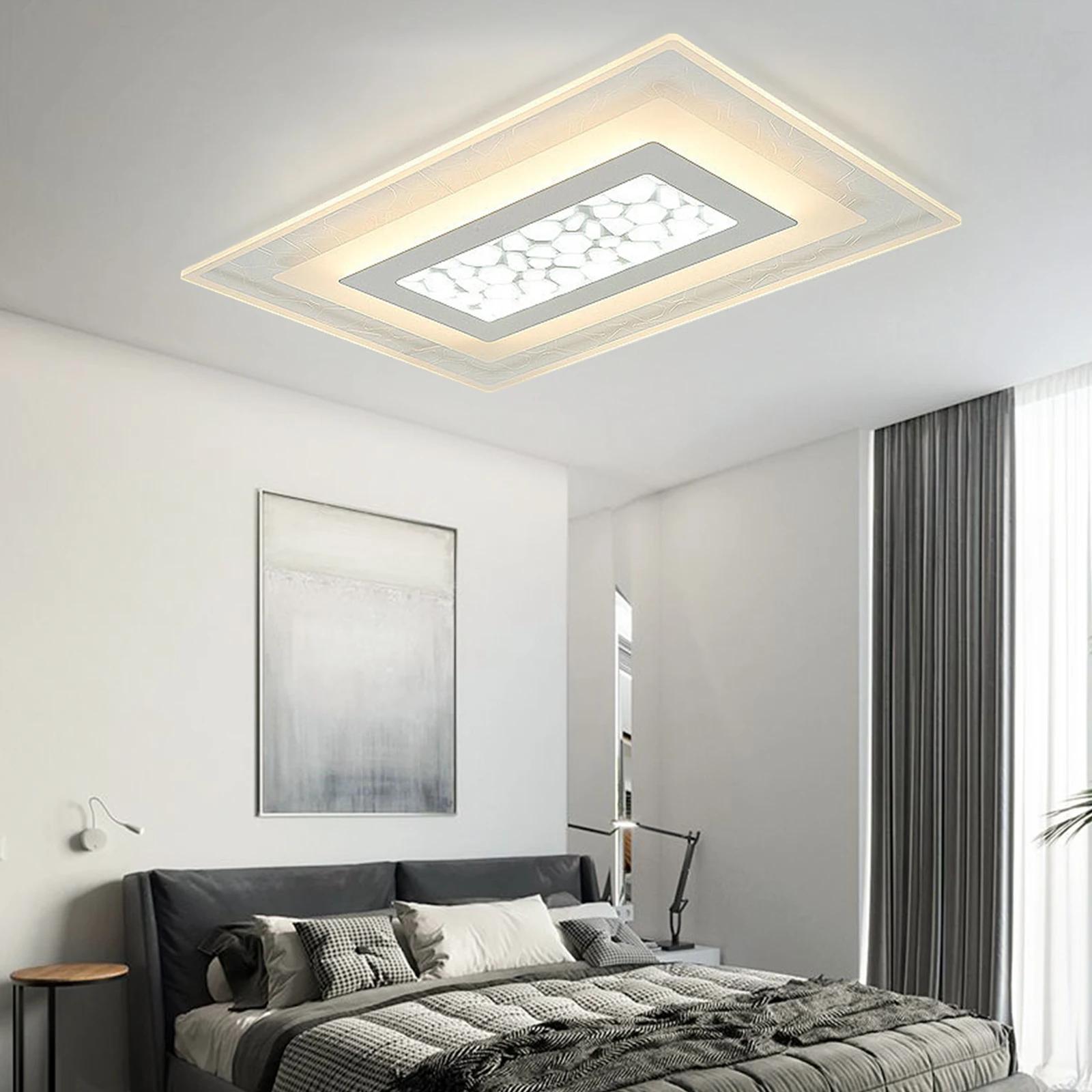 Creative Modern Flush Mount Ceiling Light Rectangular LED Ceiling Light Minimalist Decoration Ultra-Thin Chandelier Ceiling Lamp