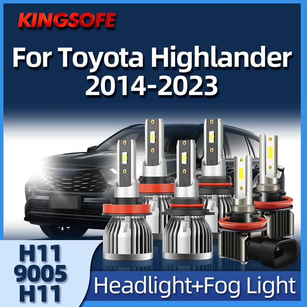 

KINGSOFE 2/6Pcs Led Headlight 9005 H11 Lamps Fog Light 26000Lm For Toyota Highlander 2020-2023 2014 2015 2016 2017 2018 2019