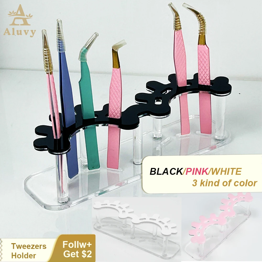 

Eyelash Extension Tweezers Stand Display Black Pink White Acrylic Tweezers Holder torage Box Round Tweezers Display Stand