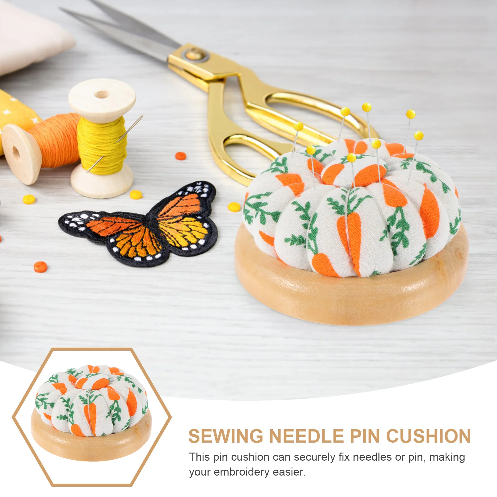 

Pumpkin Shape Pin Cushion Durable Fabric Material Steady Desktop Sewing Tool Needle Organizer Diy Embroidery Accessories