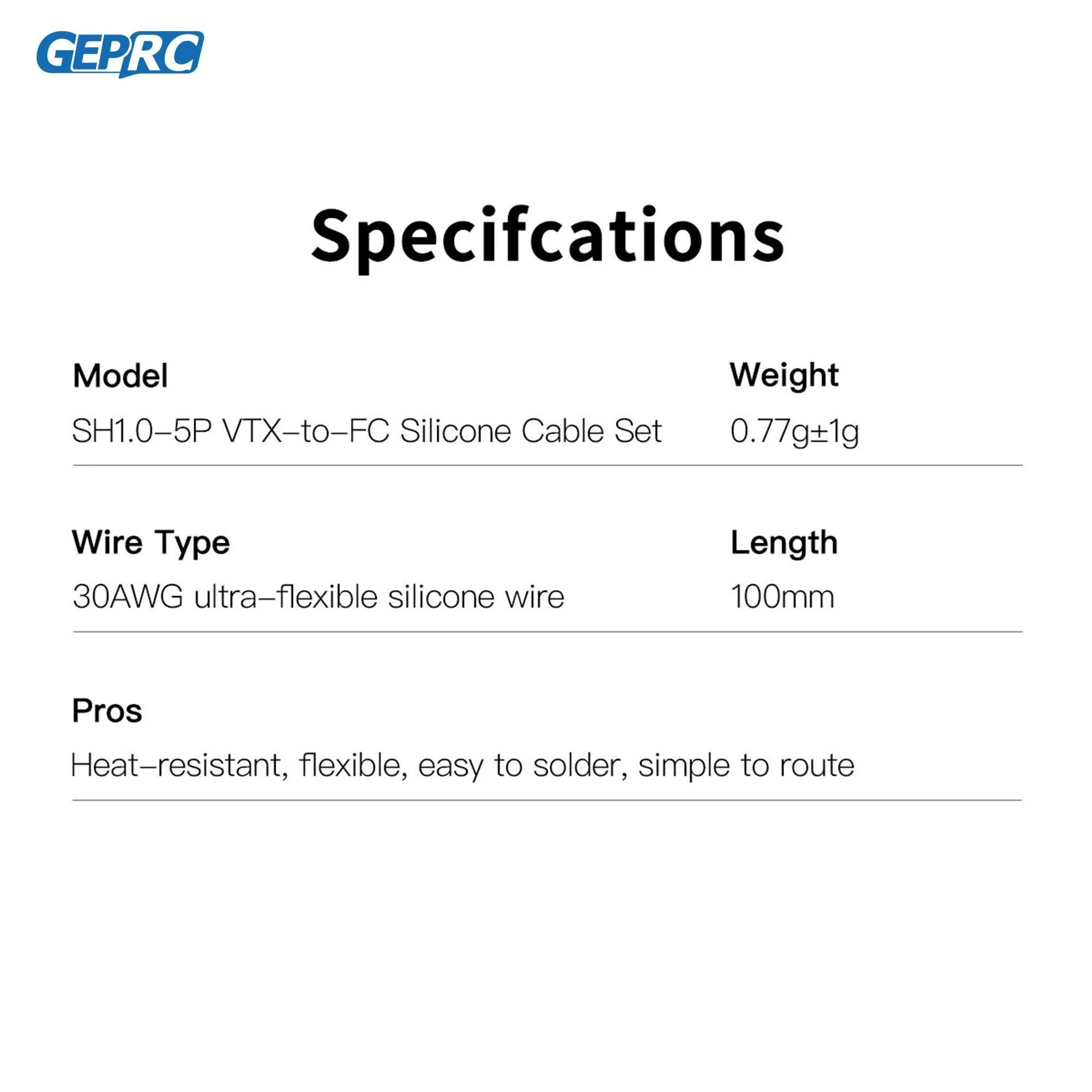 مجموعة كابلات السيليكون GEPRC GEP-SH1.0-5P VTX إلى FC