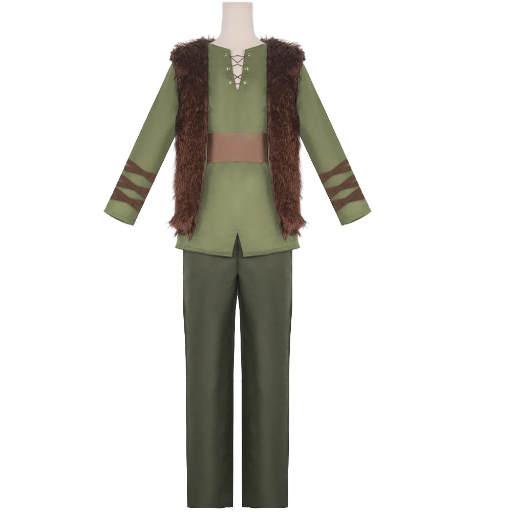 Cosplay Train Your Dragon Costume Cos Hiccup Deluxe Adult Fur Coat Personalised Streetwear Military Green Adult Suit