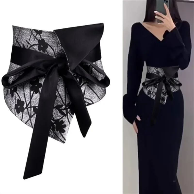 اكسسوارات خمر السيدات حزام الخصر ختم العرقية نمط القوس حزام الخصر الراقية الإحساس قميص أبلى مثلث وشاح #2