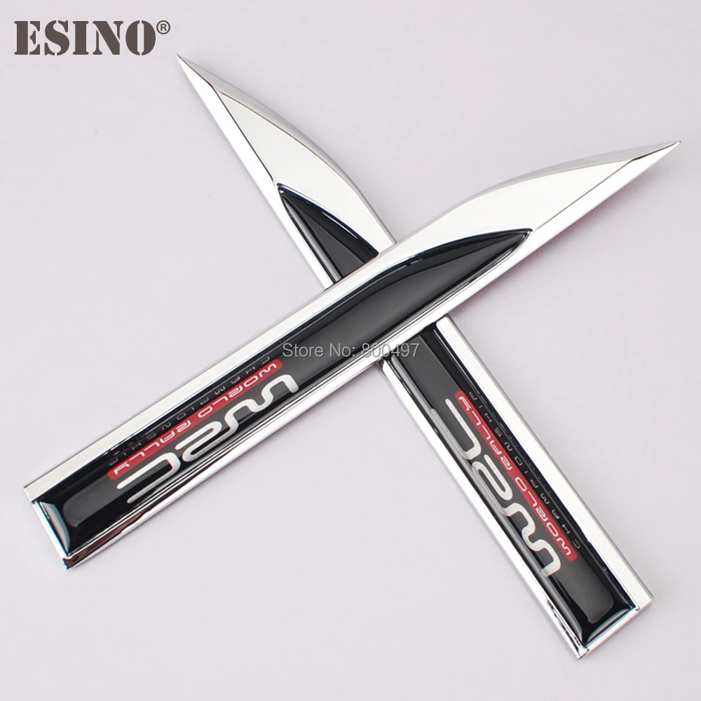 2 x Car Body Fender Side Metal Zinc Alloy Knife Side 3D Emblems Badge Sticker Decals For WRC FIA World Rally Championship