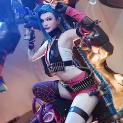 Japan League Of Legendes Jinx Rampage Loli Cos Kostuum Lol Jinx Cosplay Volledige Set Van Kostuums