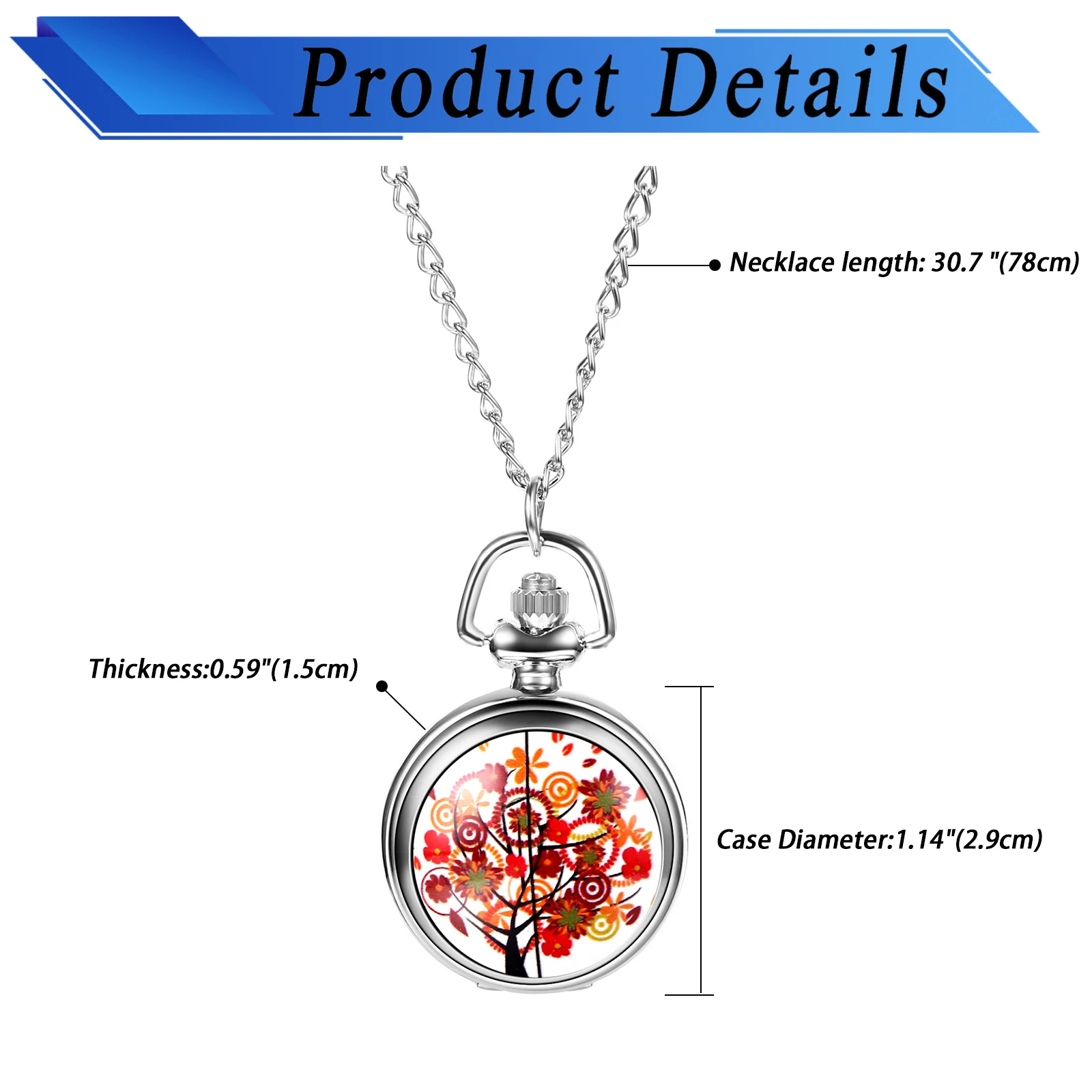 Lancardo นาฬิกาผู้หญิงหญิงสาวลายดอกไม้สีรุ้ง, นาฬิกาควอตซ์ sweter Saku สายโซ่สร้อยคอนาฬิกาของขวัญ