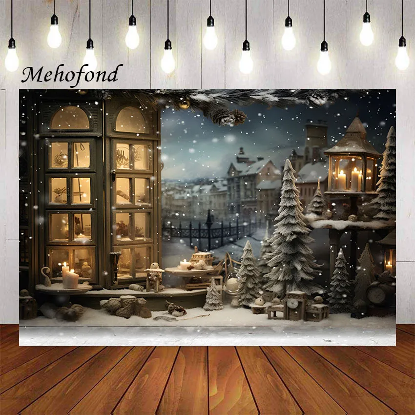 Mehofond Photography Background Winter Christmas Snowy Forest Xmas Tree Kids Family Party Portrait Decor Backdrop Photo Studio