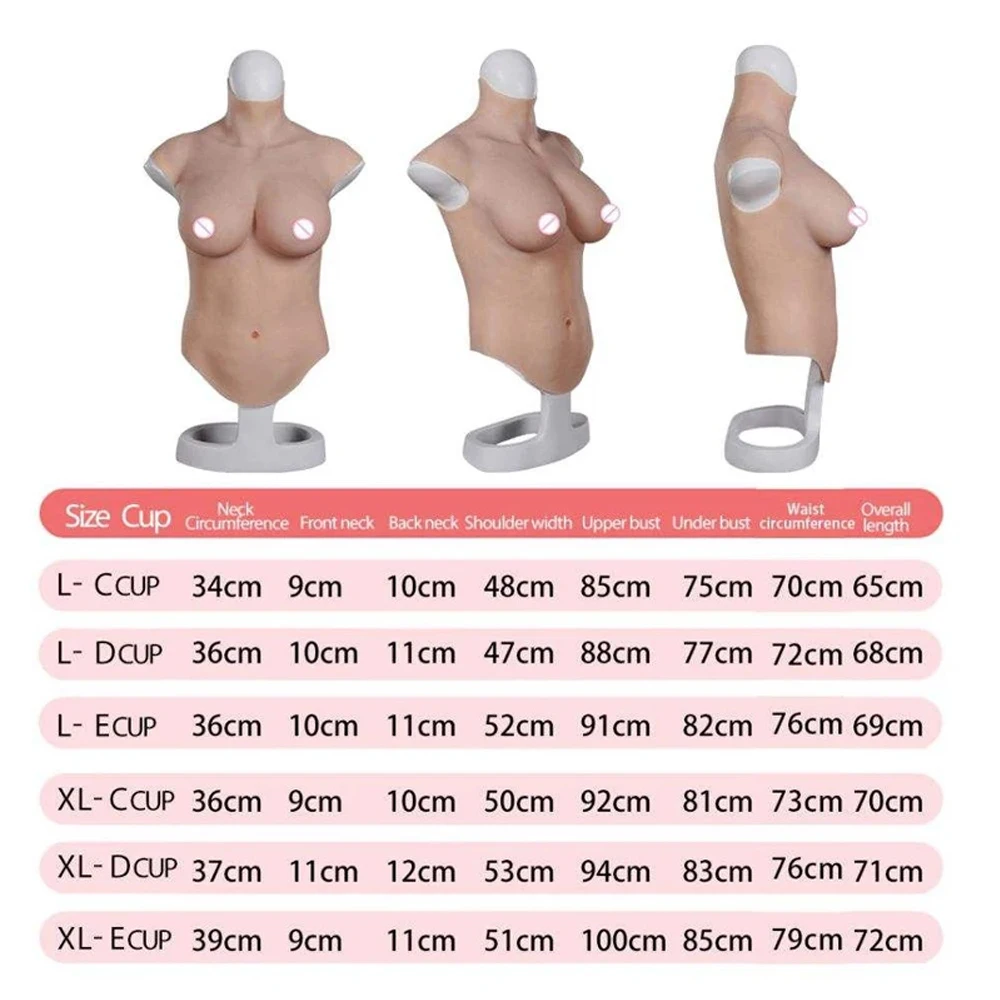 Half Body Silicone Breast Forms Artificial Fake Boobs for Crossdresser Transgender Shemale Sissy Gay Cosplay Crossdressing