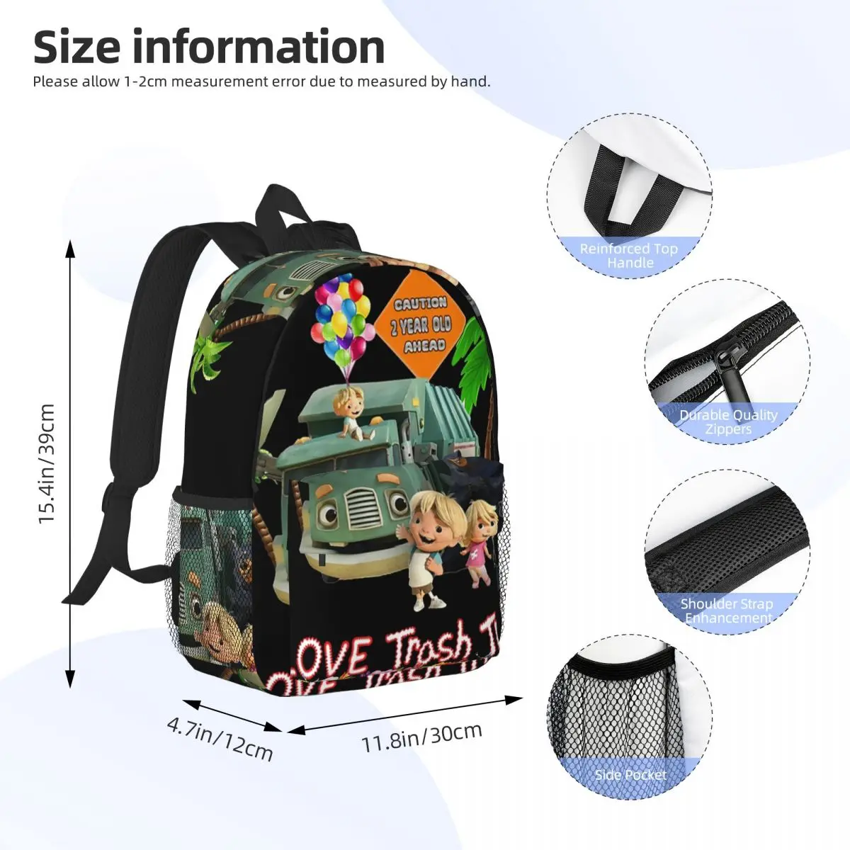 Camión de basura, camión de basura, mochilas para niños, mochila para adolescentes, mochilas escolares de moda para niños, mochila para ordenador portátil, bolso de hombro