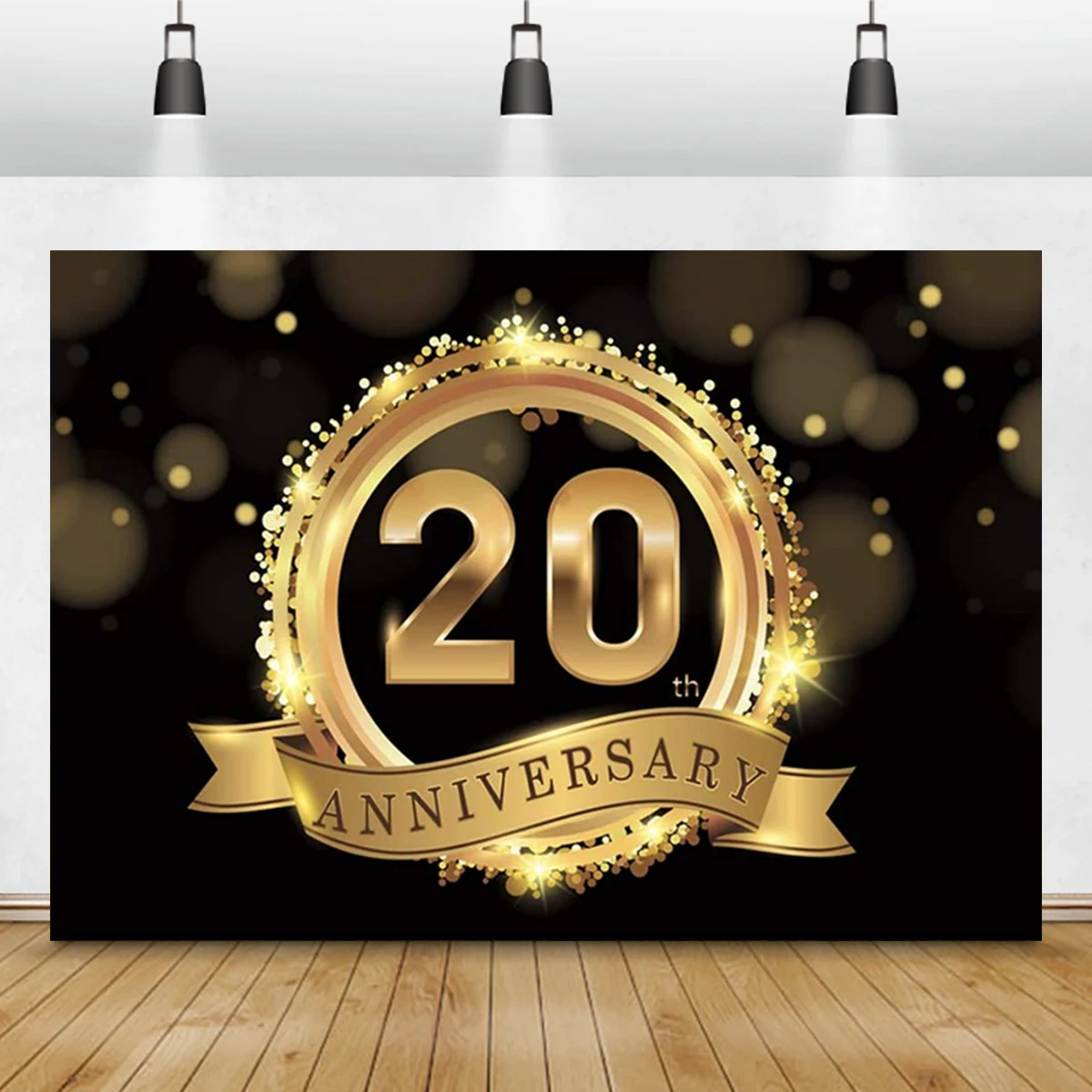 

20 Anniversary Golden Cycle Theme Party Decorations Supplies Banner Welcome Happy 20th Birthday Family Photo Adults Photography