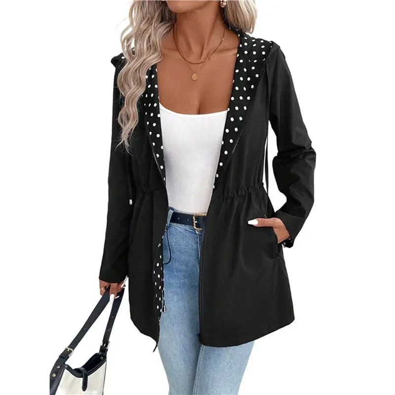 

CYL-Women's Reversible Hooded Casual Coat Full Zip Up Windbreaker Two - Sided Jacket