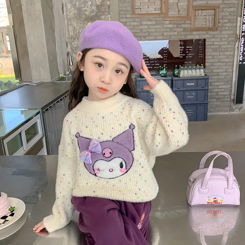 Girls' Sweater Autumn And Winter 2024 New Children'S Autumn And Winter Clothes For Girls Baby Foreign Style Knitted Bottoms Plus