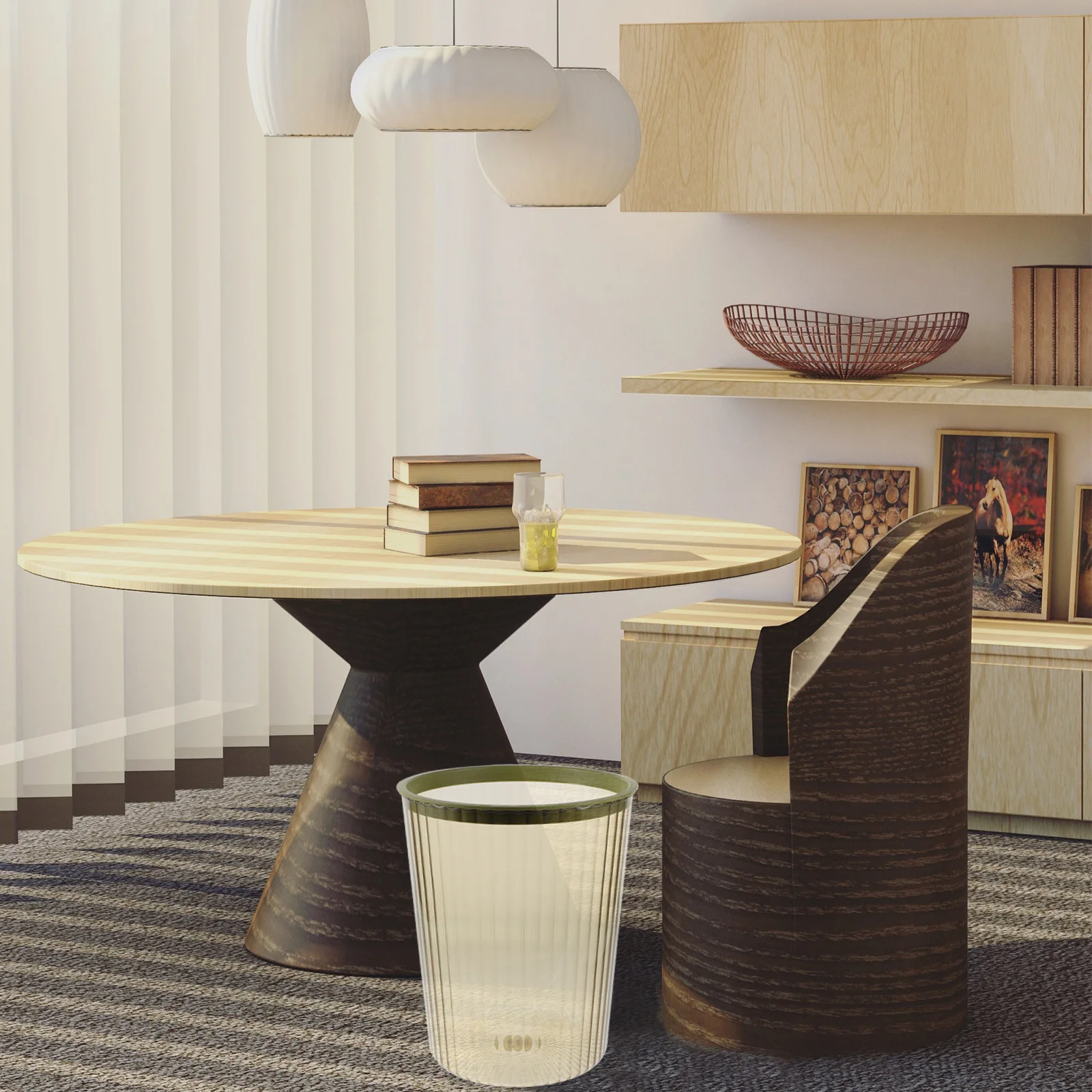 

Pet Transparent Garbage Bin Spacious Opening Easy to Carry Portable Trash Container for Living Room Hotel Bedroom Car Office