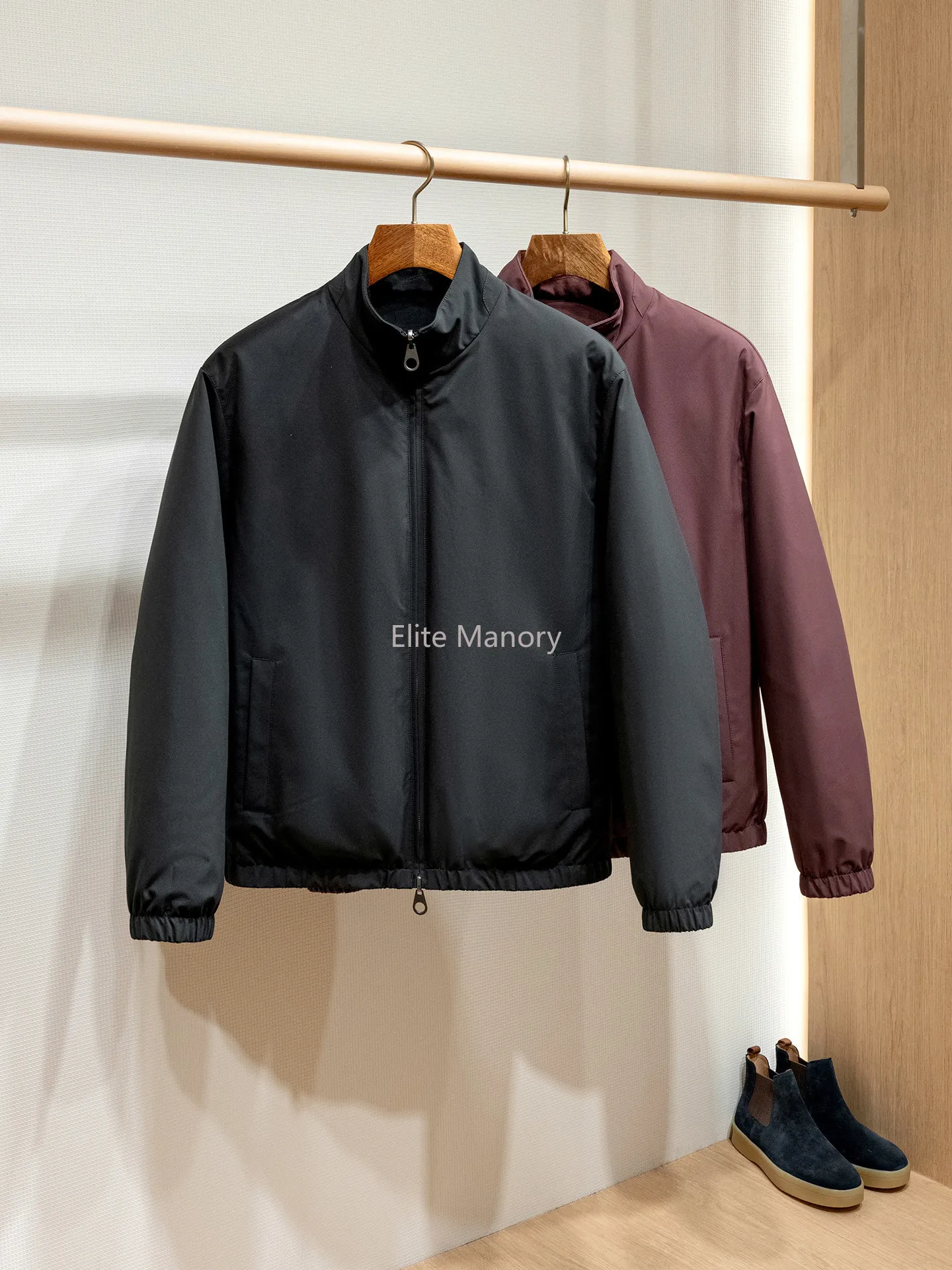 

Willow Bridge 90 White Goose Down Bomber Double-Sided Stand-Up Jacket Down Jacket Men