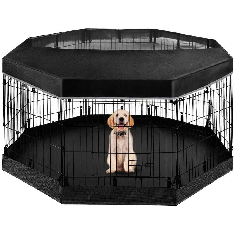 

Dog Playpen - Metal Foldable Dog Exercise Pen, Pet Fence Puppy Crate Kennel Indoor Outdoor with 8 Panels 24”H