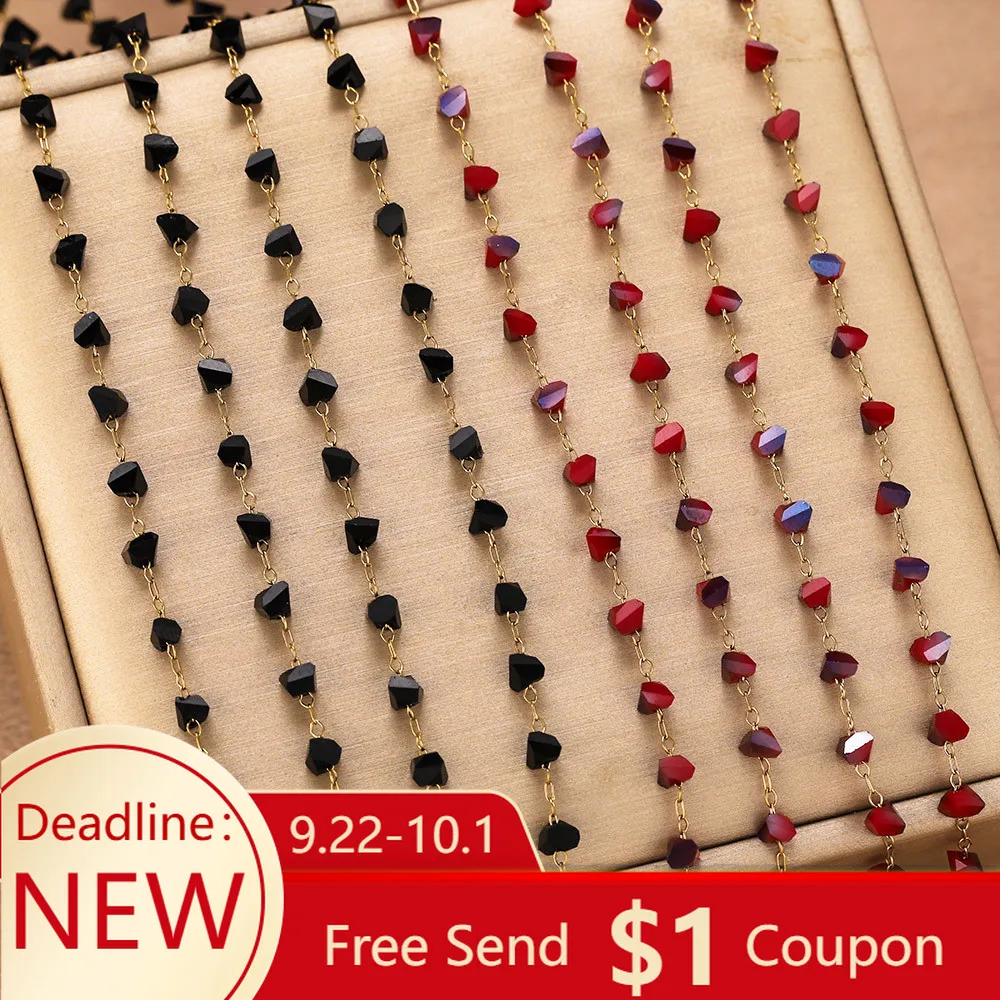 

1m Stainless Steel Gold-plated Fine Chain with Irregular Stone DIY Necklace Bracelet Jewelry Making Material Accessories Finding
