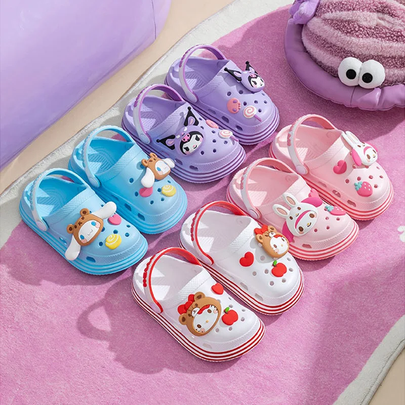 

Sanrio Kawaii Hello Kitty Children's Sandals My Melody Cinnamoroll Anime Cartoon Cute Exquisite Soft-soled Non-slip Crocs Shoes