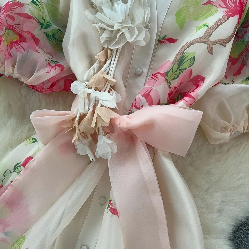 Chic vintage sexy scollo a V tridimensionale impiombato fata estate donna Boho vestito estivo abbigliamento donna abito lungo