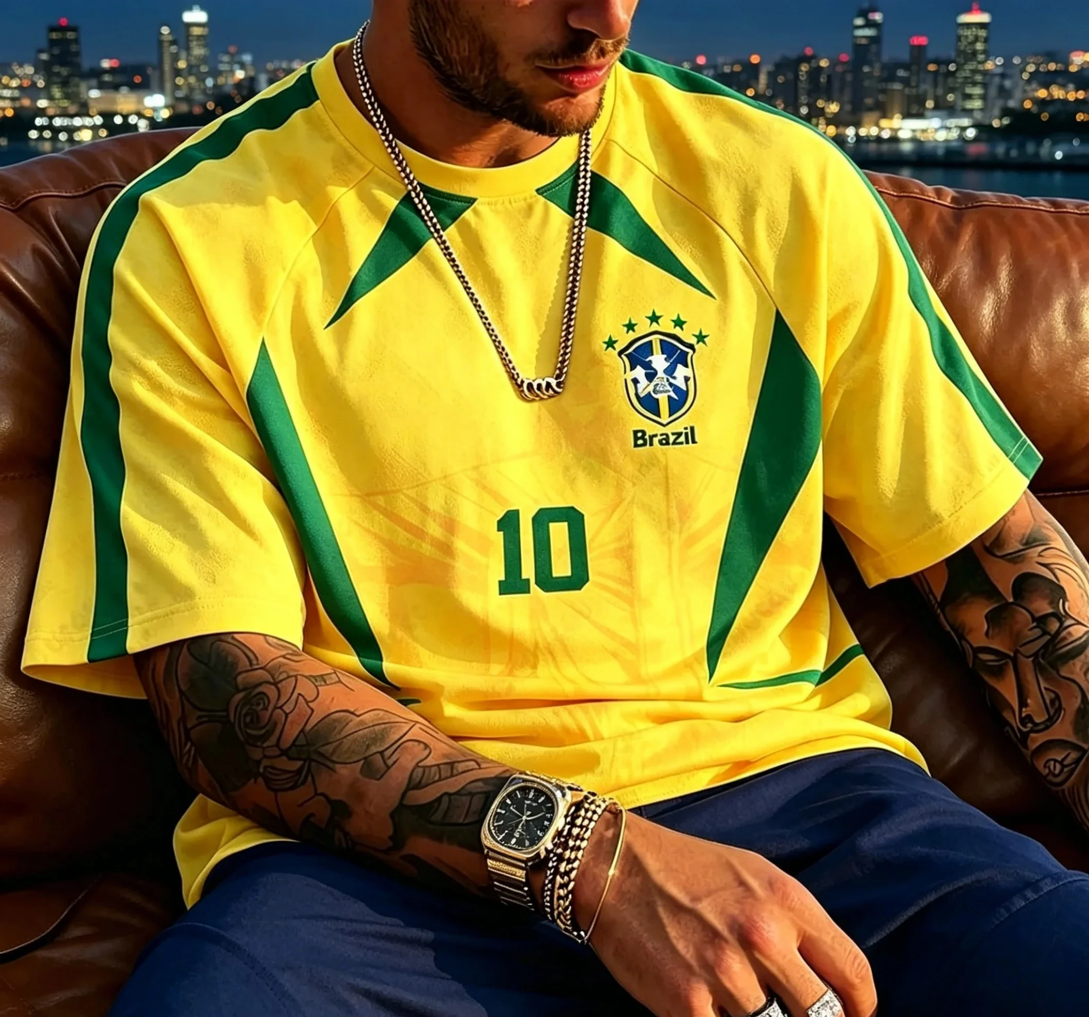 Retro Soccer Jersey Yellow Green Sport Fan Set Clothes Women's Tshirt Unisex Tee Top Short Sleeve Quick Drying Men's T Shirt