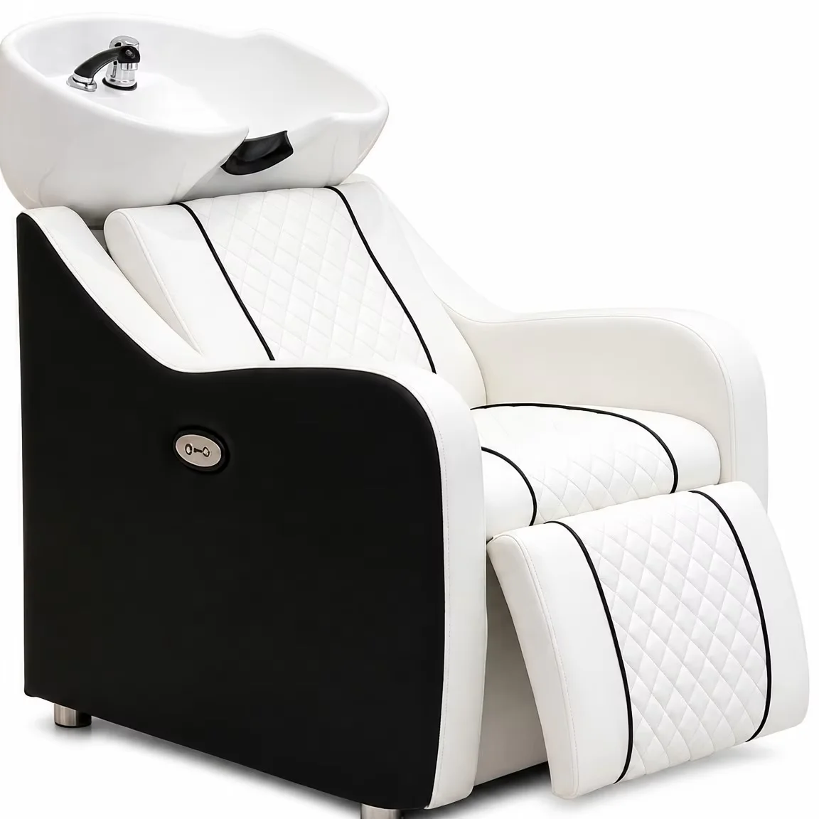 Fuying Durable Commercial Beauty Salon Shampoo Chair With Ceramic Basin And Leather Design For Barber Shop Hospital Bathroom Use
