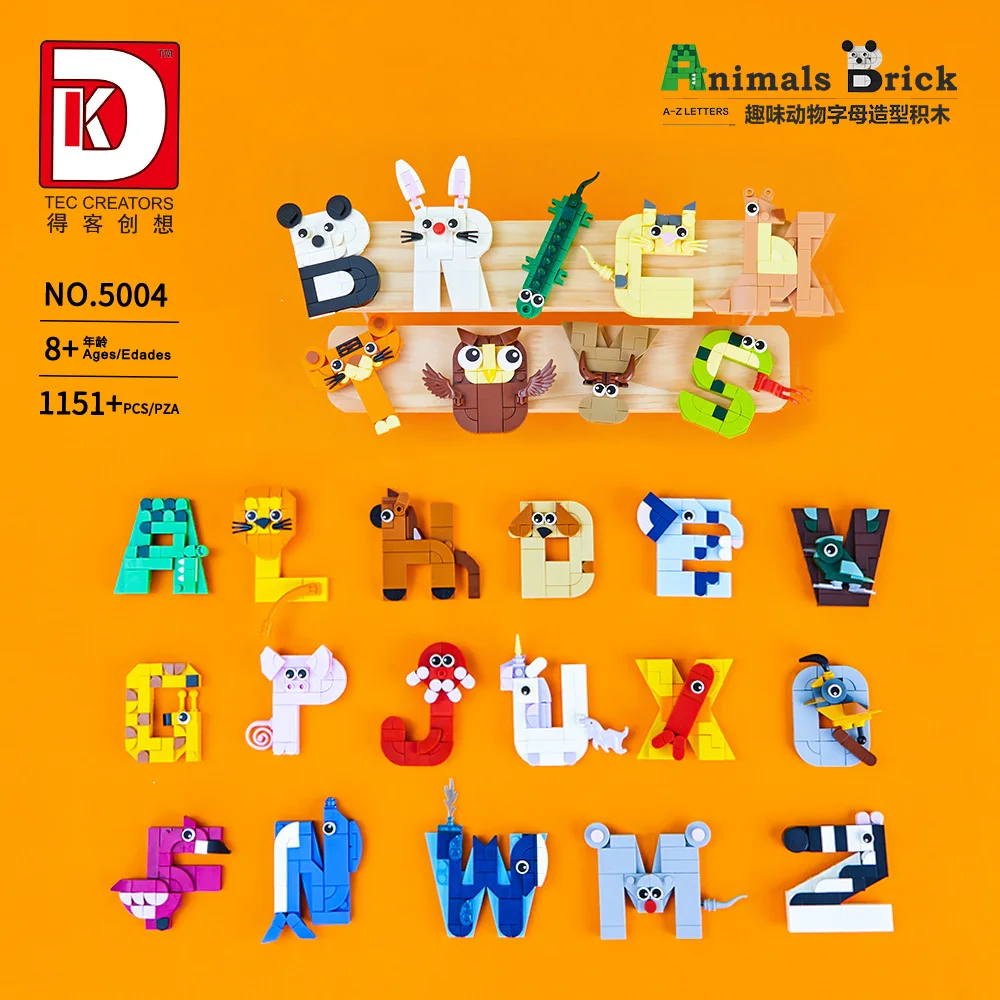

DK5004 Fun Animal Letter Shaped Children's Early Education Puzzle Assembly Building Blocks Toy